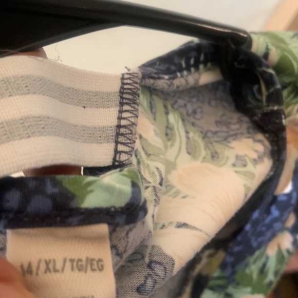 ROXY GIRL THE CLOUDS SHORT SLEEVE DRESS BLUE FLORAL PRINT DRESS size 14 - Picture 6 of 8